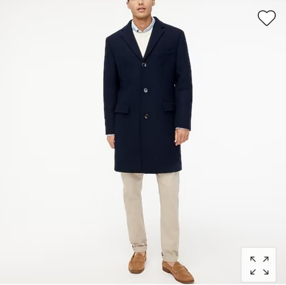 J. Crew Thompson Topcoat Navy Wool Winter Office Elegant Mens Luxury Preppy